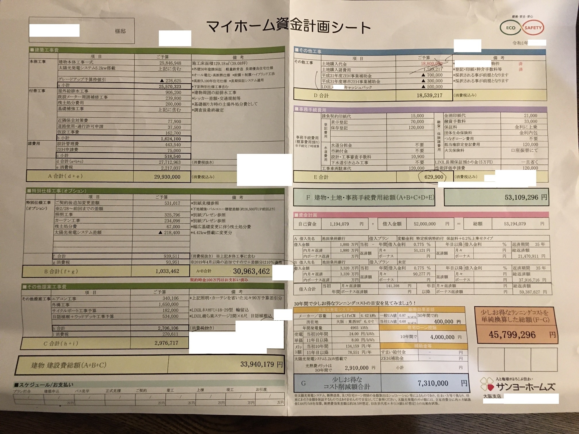 サンヨーホームズの坪単価 価格帯は 実際の見積もり限定公開中